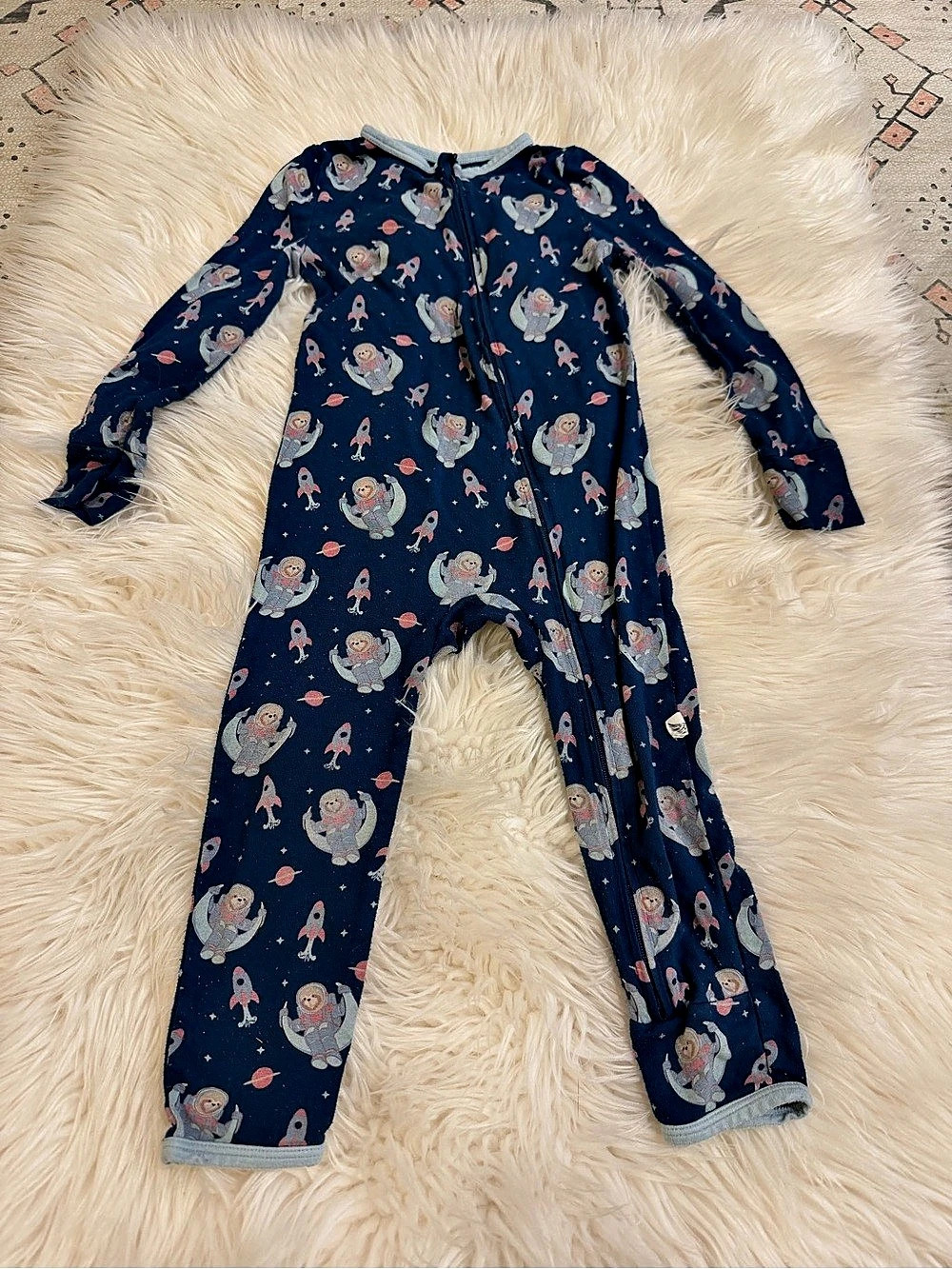 Free Birdees Space Sloth Print Zipper One-Piece Pajamas 2T